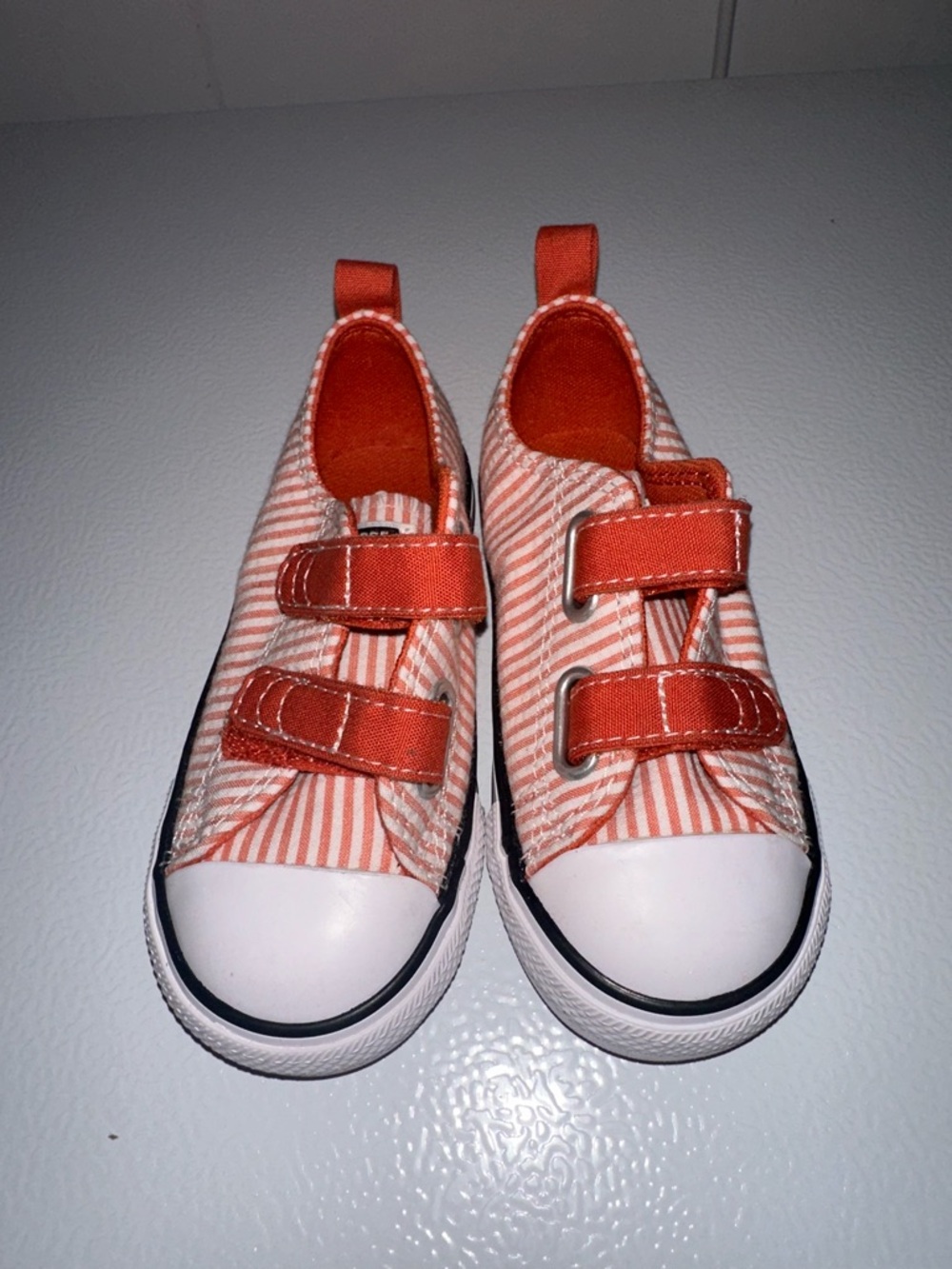 Kids Orange Striped Canvas Sneakers converse